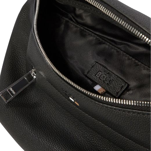 BOSS has introduced the new Ray Black Faux Leather Belt Bag that is made out of polyurethane and a polyester lining that has the BOSS brand name all over.