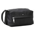 This Ray Black Grained Faux Leather Wash Bag by BOSS has a side grab handle so you can easily hang the bag up in the bathroom etc.