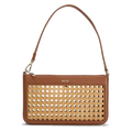 This Sandy Brown Faux Leather Woven Shoulder Bag by BOSS is great for either daytime or the evening.