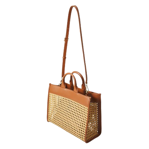 You'll find a small zip pouch inside this BOSS Sandy Brown Faux Leather Woven Tote Bag so you can store any smaller items.
