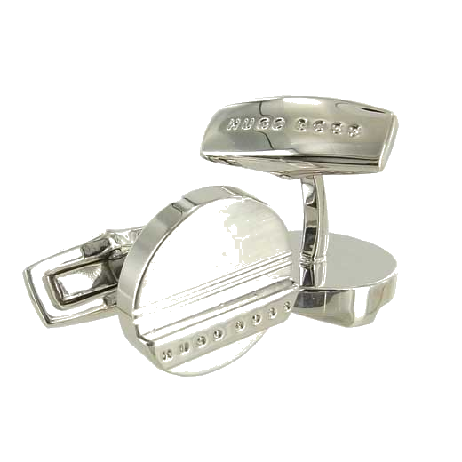 The Hugo Boss branding has been engraved onto the front and back of these cufflinks.
