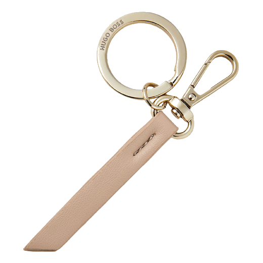 The Triga Conference Folder A5, Keyring & Ballpoint Pen Set by Hugo Boss features this keyring with gold accents and vegan leather.