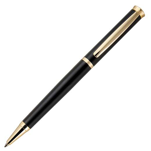 Triga Matte Black & Gold Ballpoint Pen by Hugo Boss with gold accents on the brass.