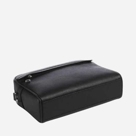 Base view of the Zair Black Faux Leather Squared Cross Body Bag.