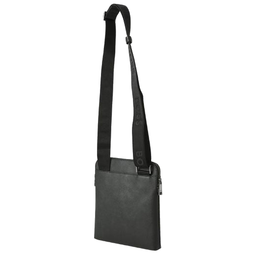 The Zair Faux Leather Monogram Envelope Bag has an adjustable strap with the BOSS logo.