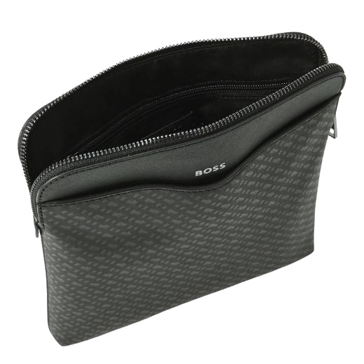 The Zair Faux Leather Monogram Envelope Bag has a front slip pocket with magnetic fastening and a main zipped compartment with an internal zip pocket.