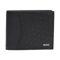 This Zair Monogram 4CC Bifold Coin Pouch Wallet by BOSS has a monogram print which is quite subtle on the textured leather.