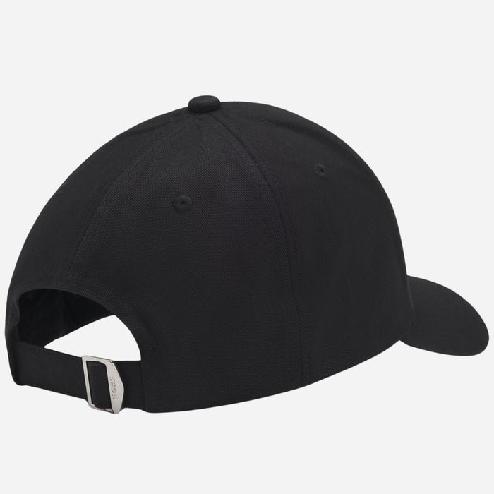 Back view of the BOSS Zed Black Cotton-Twill Cap with Embroidered White Logo.