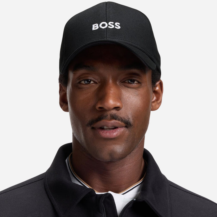 The BOSS Zed Black Cotton-Twill Cap with Embroidered White Logo by BOSS.