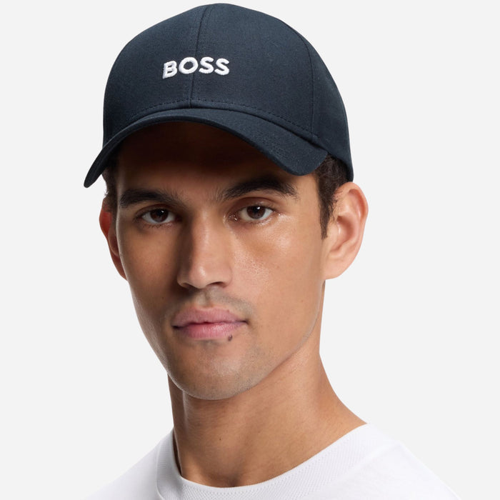 The BOSS Zed Navy Blue Cotton-Twill Cap with Embroidered White Logo by BOSS.