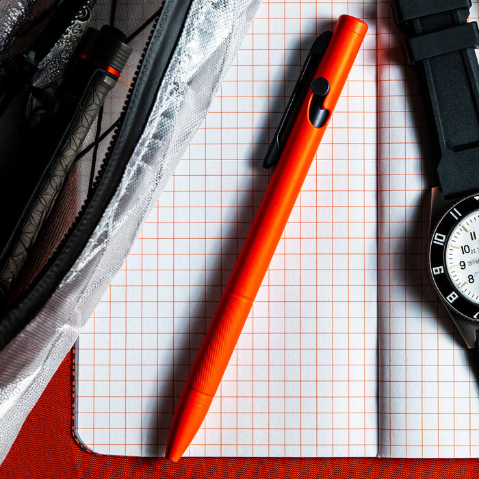 Carryology Blaze Orange Essentials Slim Bolt Action Pen