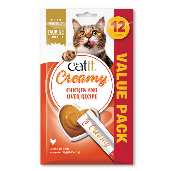 Catit Cat Creamy Treat Tube, Chicken/Liver, 12-pack