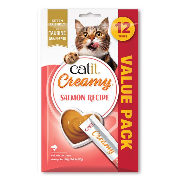 Catit Cat Creamy Treat Tube, Salmon, 12-pack