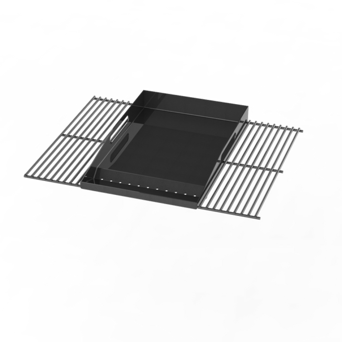 Pit Boss Ceramic Coated Griddle Insert and Cooking Grates Set. Black with silver racks.