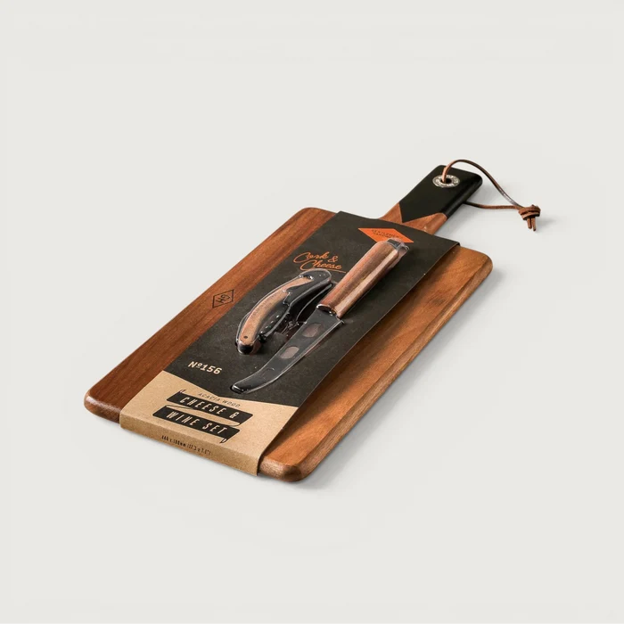 Cheese Board & Knife Set w. Wine Opener