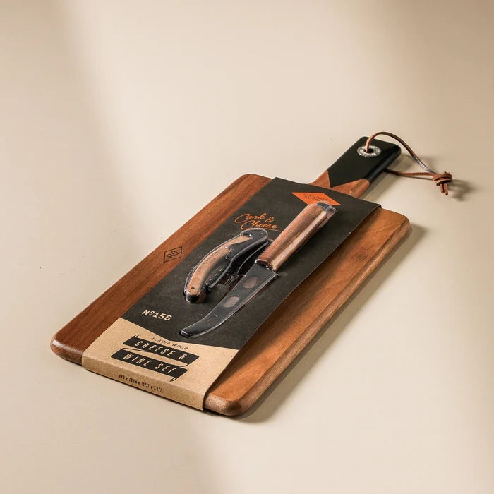 Cheese Board & Knife Set w. Wine Opener - Few and Far - Serveware