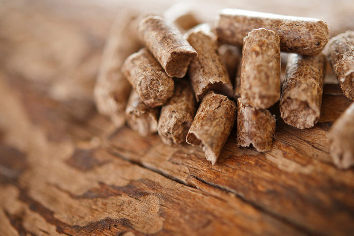 Close up of the wood pellets.