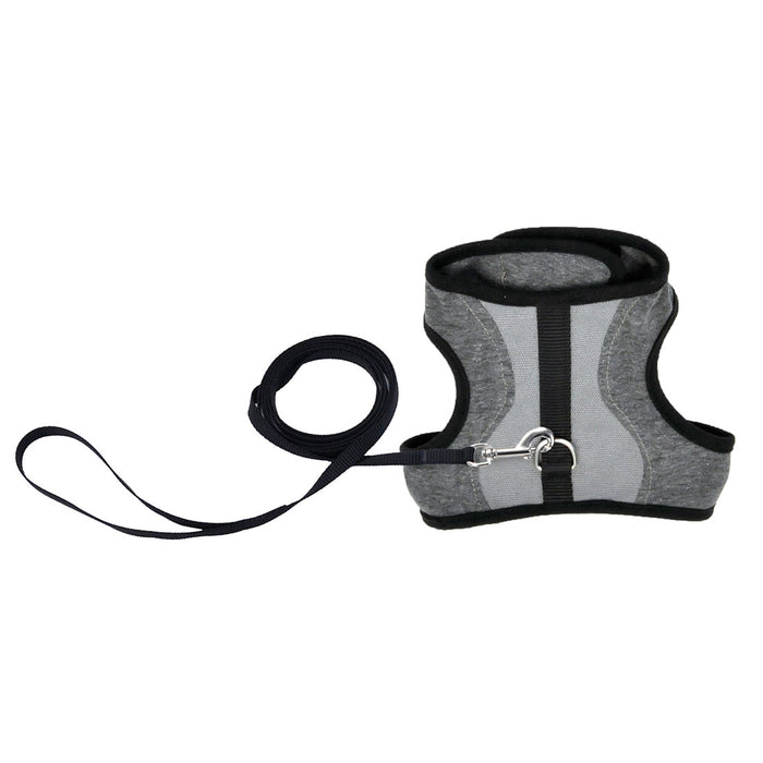 Coastal® Adjustable Cat Wrap Harness with 6' Leash, GRY, Medium - 11"-16"