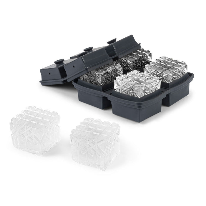Cocktail Ice Cube Tray - Charcoal Etched/Crystal
