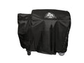 Black Pit Boss Grills Competition Series 1600 BBQ cover with brand logo and wheels.
