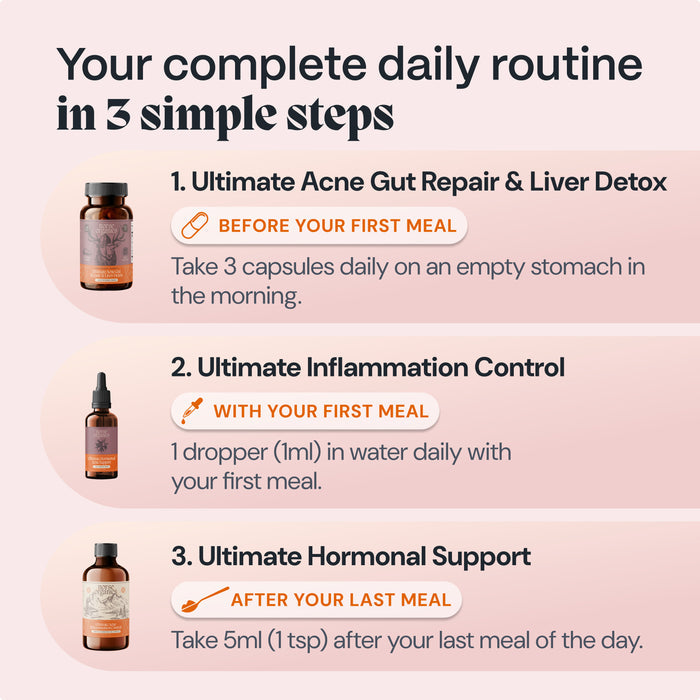 Complete Gut Repair & Hormonal Balance System for Female Acne-Prone Skin