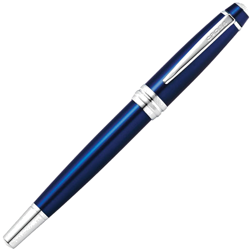This Cross Bailey Dark Blue Lacquer Rollerball Pen featurec chrome-plated accents.