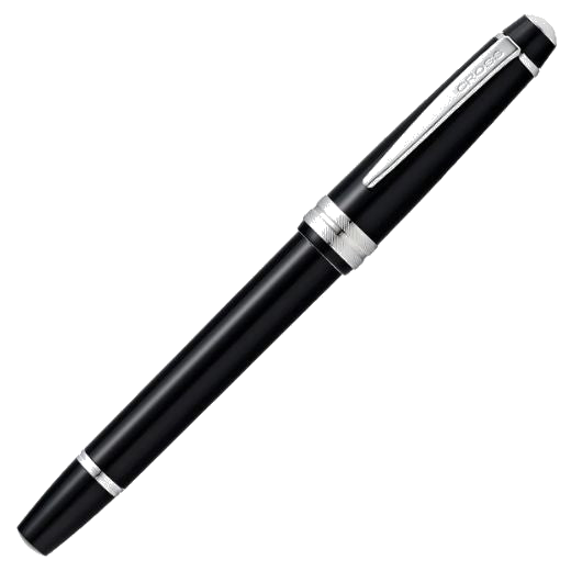 This Cross Bailey Light Black Rollerball Pen has the brand name engraved onto the polished chrome clip.