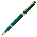 This Cross Bailey Light Dark Green Fountain Pen has gold trims including the clip, cap rings, cap top, and the stainless steel nib.
