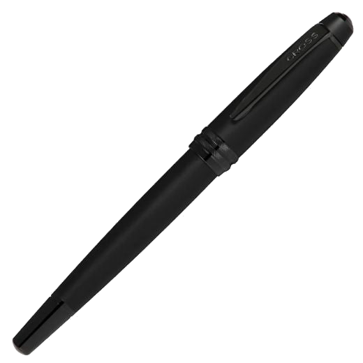 The Cross Bailey Matte Black & PVD Trim Fountain Pen has a stainless steel nib with black PVD trims to match.