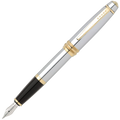 Front of the Cross Bailey chrome and gold fountain pen.
