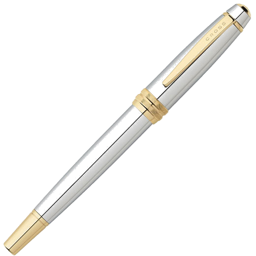 Cap of Cross bailey chrome and gold rollerball pen.