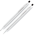 Front view of the Cross Ballpoint Pen and Pencil 0.7mm Set - Classic Century Lustrous Chrome.
