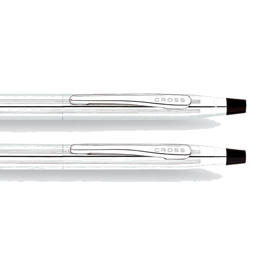 Pen caps of the Cross Ballpoint Pen and Pencil 0.7mm Set - Classic Century Lustrous Chrome
