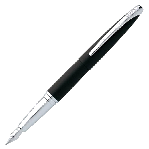 This Basalt Black ATX Fountain Pen by Cross has a medium nib that is made from stainless steel.
