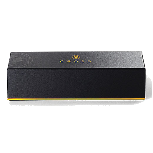 The gift box that the Cross black lacquer ballpoint pen and mechanical pencil set comes packaged inside.