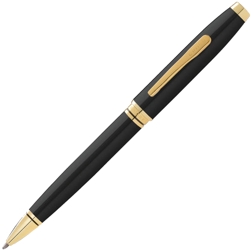 This Black Coventry Ballpoint Pen with Gold Trim was designed by Cross.