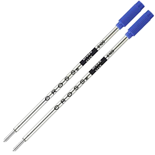 Full view of the Cross pack of two blue ballpoint refills.
