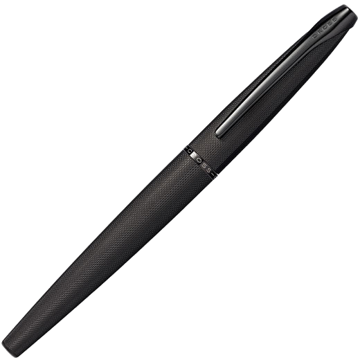 This Cross Brushed Black ATX Rollerball Pen features PVD accents.