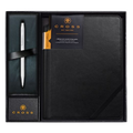 The Classic Century Lustrous Chrome Ballpoint Pen and Black Journal Gift Set by Cross.