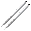This Cross Classic Century Satin Chrome Ballpoint and Pencil 0.7mm Set comes in a presentation box that keeps both writing instruments safely in place with the elastic loops.