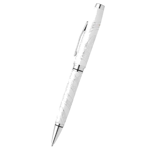 The Coventry 2025 Zodiac Year of the Snake Pearl White Lacquer Ballpoint Pen is artistically designed with chrome-filled engravings and polished chrome trims.