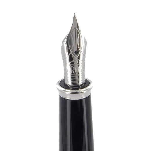 The Cross Townsend Lustrous Chrome fountain pen with silver pen nib.