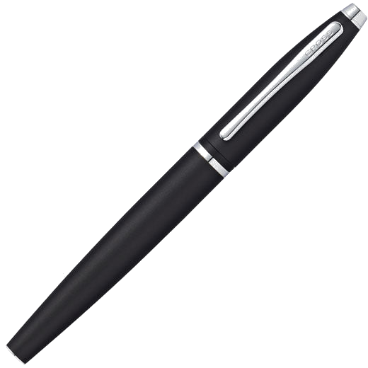 Cross's Matt Black Lacquer Calais Fountain Pen features polished chrome accents.