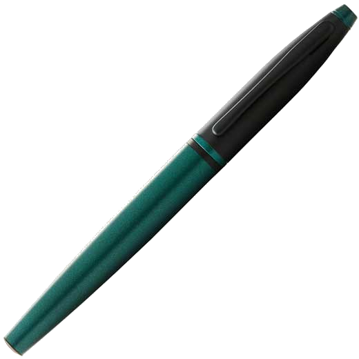 This Cross Matte Green & Black Lacquer Calais Rollerball Pen can be engraved on the cap.