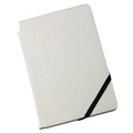 This Medium Lined White Leather Journal by Cross has a leatherette cover with an elastic closure to keep the book closed.
