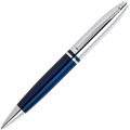 This Polished Blue Lacquer & Chrome Calais Ballpoint Pen was designed by Cross.