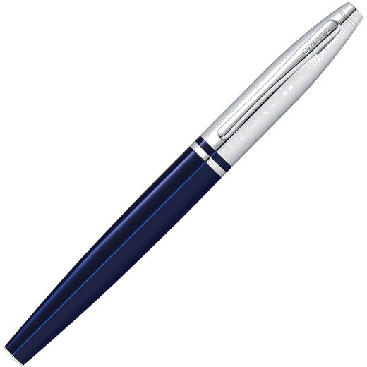 This Cross Polished Blue Lacquer & Chrome Calais Fountain Pen can be engraved on the cap.