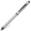 This Cross Tech3+ Brushed Chrome Multi-Function Ballpoint Pen has an engraved pattern all over with black trims to contrast.