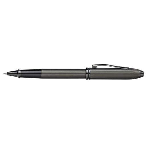 This Townsend® Matte Black & Glossy Black PVD Rollerball Pen by Cross has a slightly lifted shape in the clip which can be hooked onto a pocket, bag, or notebook for safekeeping.