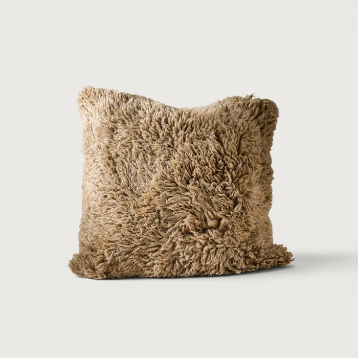 Curly Long Wool Cushion 55x55 - Butterscotch